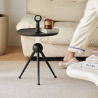 Tripod Legs Round Solid Wood Acrylic End Table - Creative Portable Accent Side Table For Living Room Lumendat