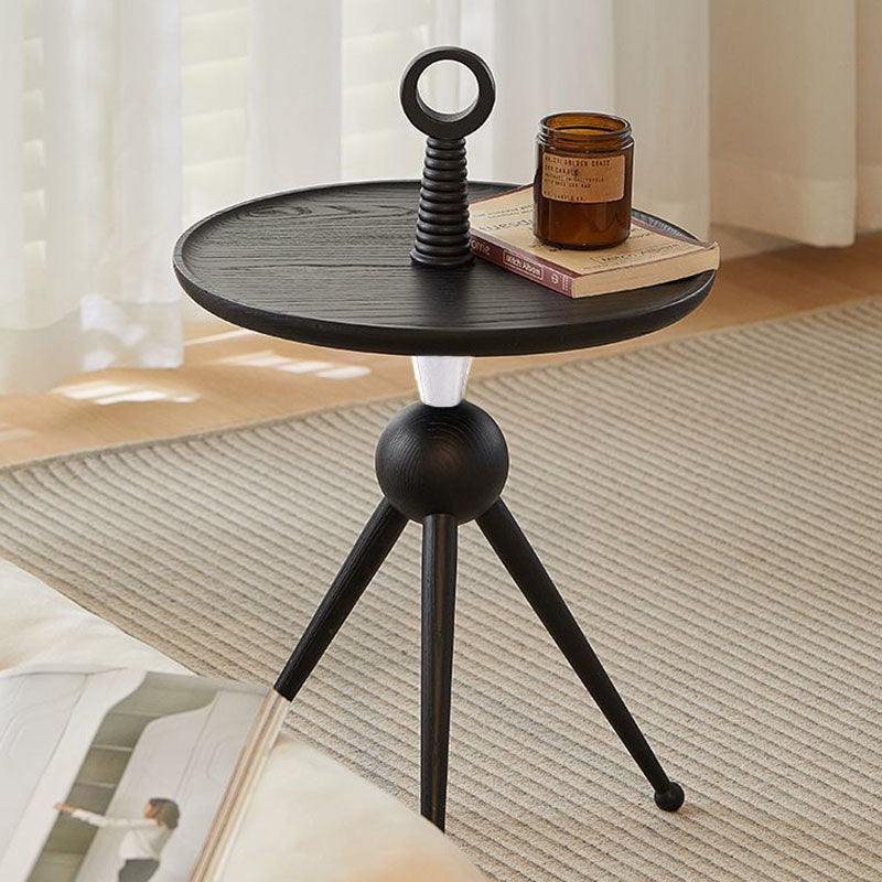 Tripod Legs Round Solid Wood Acrylic End Table - Creative Portable Accent Side Table For Living Room Lumendat
