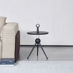 Tripod Legs Round Solid Wood Acrylic End Table - Creative Portable Accent Side Table For Living Room Lumendat