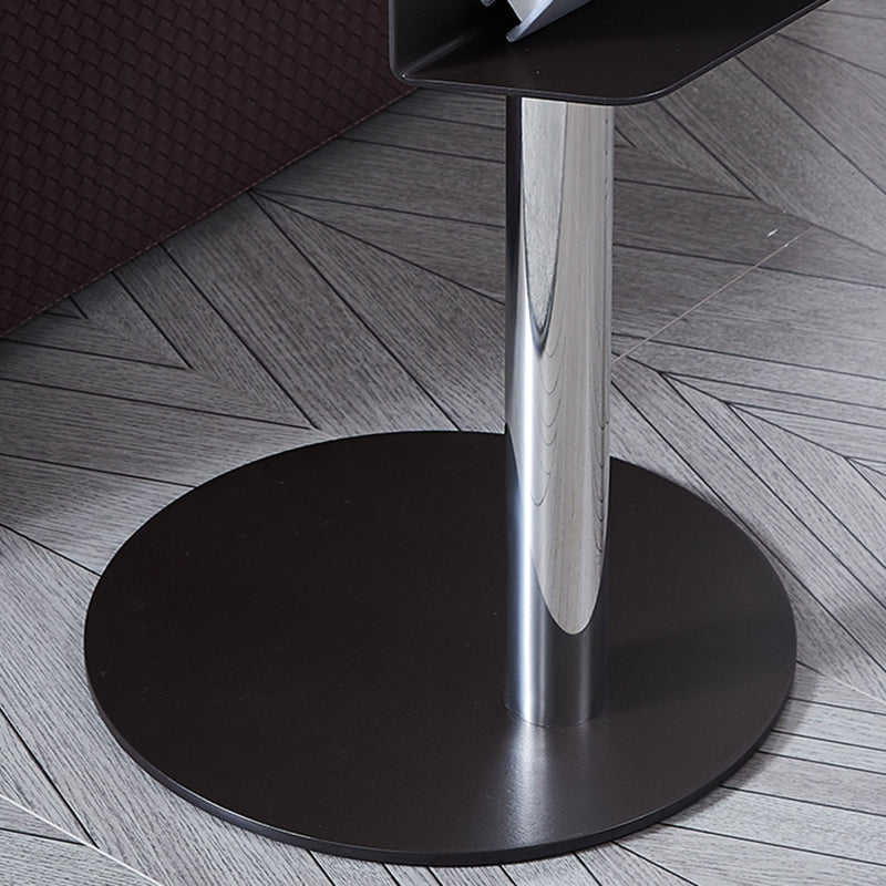 Geometric Round Faux Saddle Leather End Table - Creative Side Table With Storage Shelf For Living Room Lumendat