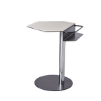 Geometric Round Faux Saddle Leather End Table - Creative Side Table With Storage Shelf For Living Room Lumendat