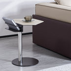 Geometric Round Faux Saddle Leather End Table - Creative Side Table With Storage Shelf For Living Room Lumendat
