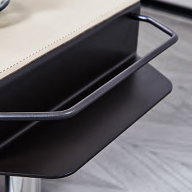 Geometric Round Faux Saddle Leather End Table - Creative Side Table With Storage Shelf For Living Room Lumendat