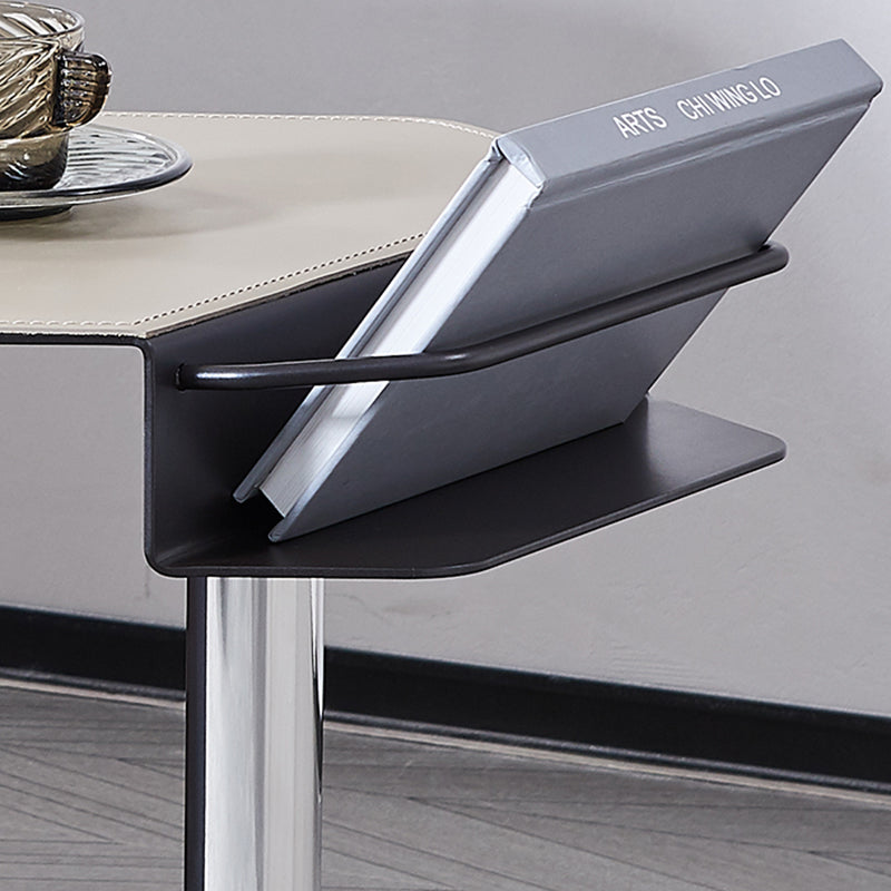Geometric Round Faux Saddle Leather End Table - Creative Side Table With Storage Shelf For Living Room Lumendat