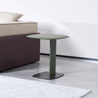 Rounded Square Faux Saddle Leather End Table - Scandinavian Accent Side Table For Living Room Lumendat