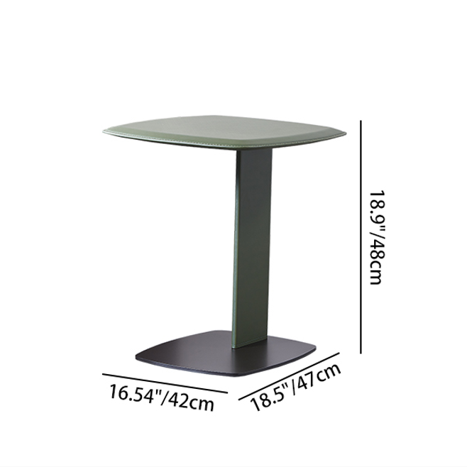 Rounded Square Faux Saddle Leather End Table - Scandinavian Accent Side Table For Living Room Lumendat