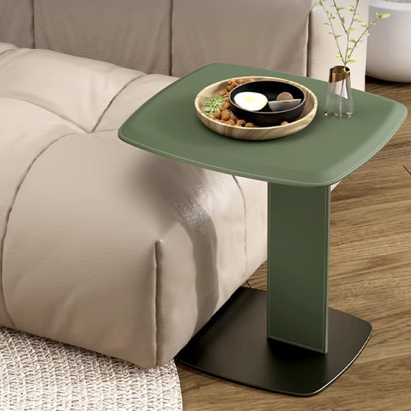 Rounded Square Faux Saddle Leather End Table - Scandinavian Accent Side Table For Living Room Lumendat