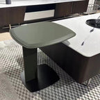 Rounded Square Faux Saddle Leather End Table - Scandinavian Accent Side Table For Living Room Lumendat