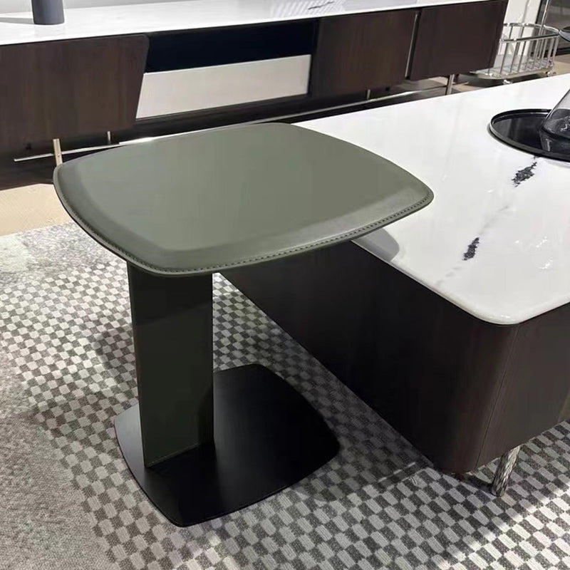 Rounded Square Faux Saddle Leather End Table - Scandinavian Accent Side Table For Living Room Lumendat