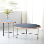 Round Nesting Solid Wood Coffee Table - Minimalist Accent End Table For Living Room Lumendat