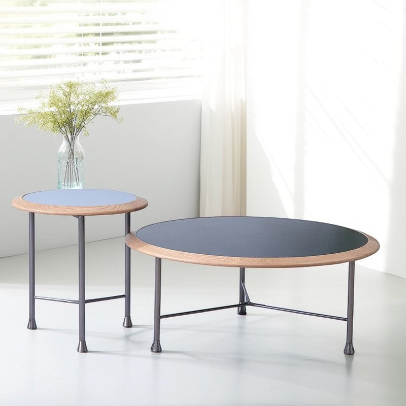 Round Nesting Solid Wood Coffee Table - Minimalist Accent End Table For Living Room Lumendat