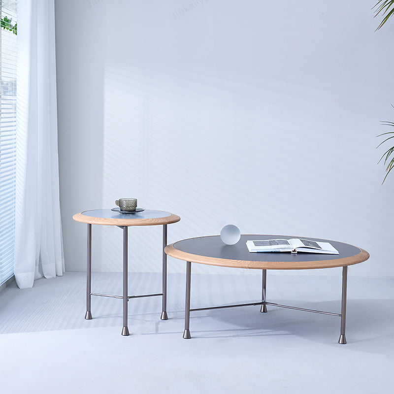 Round Nesting Solid Wood Coffee Table - Minimalist Accent End Table For Living Room Lumendat