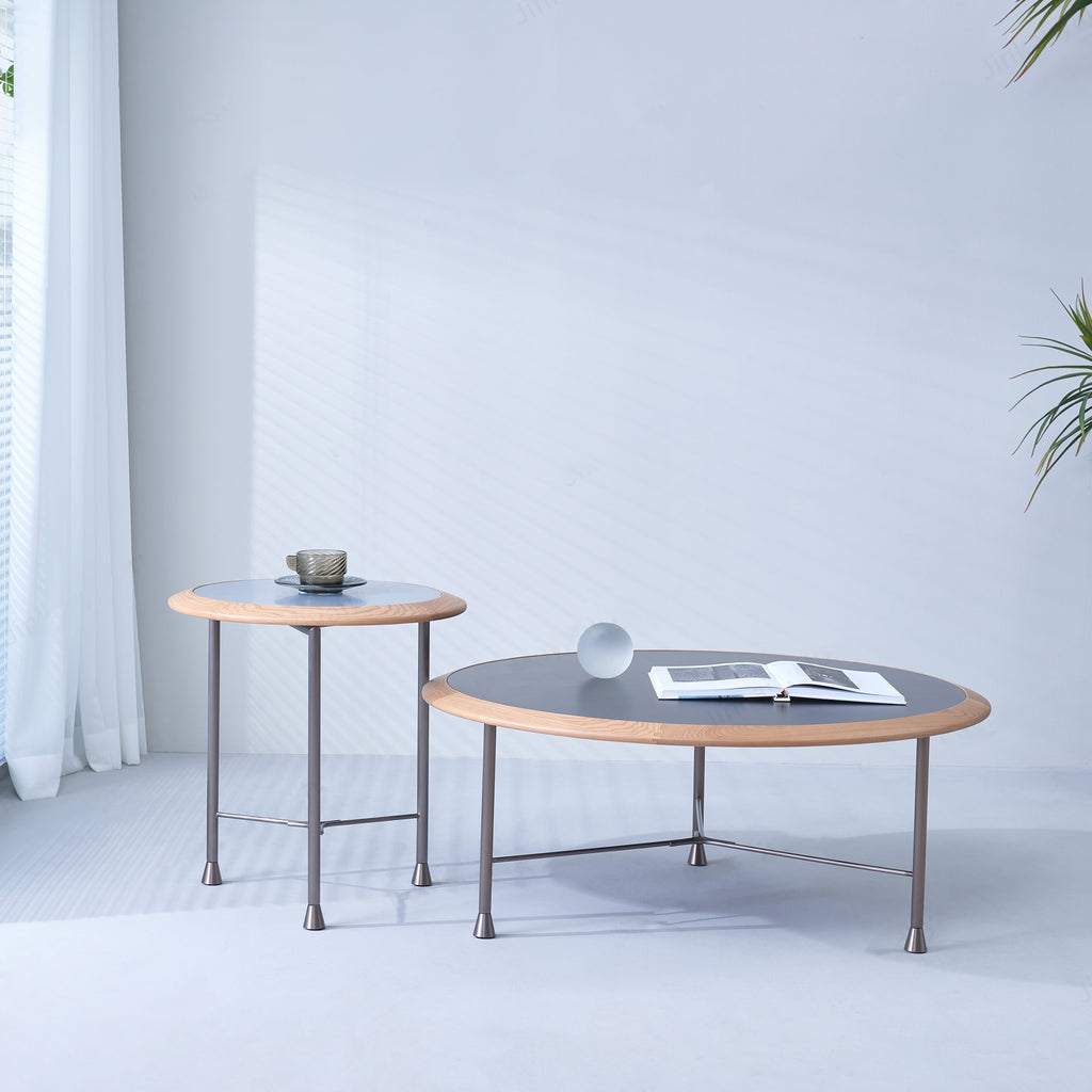 Round Nesting Solid Wood Coffee Table - Minimalist Accent End Table For Living Room Lumendat