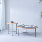 Round Nesting Solid Wood Coffee Table - Minimalist Accent End Table For Living Room Lumendat