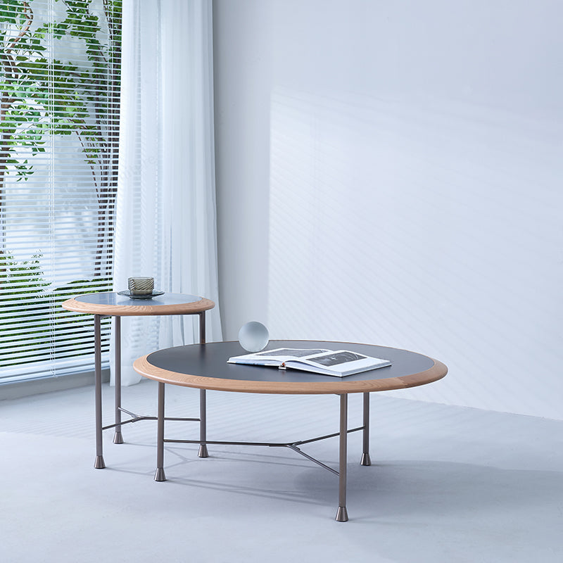 Round Nesting Solid Wood Coffee Table - Minimalist Accent End Table For Living Room Lumendat