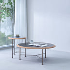 Round Nesting Solid Wood Coffee Table - Minimalist Accent End Table For Living Room Lumendat