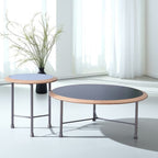 Round Nesting Solid Wood Coffee Table - Minimalist Accent End Table For Living Room Lumendat