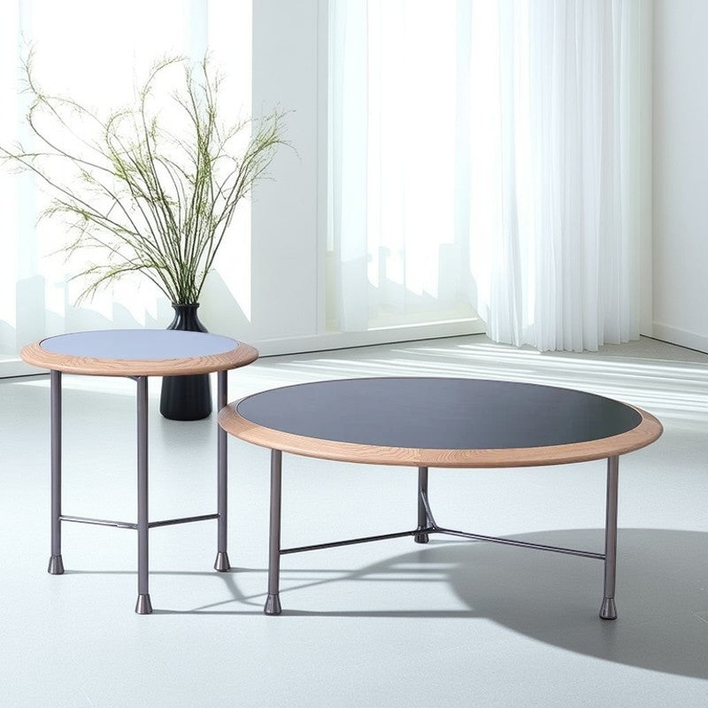 Round Nesting Solid Wood Coffee Table - Minimalist Accent End Table For Living Room Lumendat