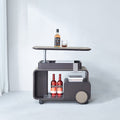 Elegant Rolling Faux Saddle Leather Acrylic Side Table - Creative Multi-Functional Bar Cart With Adjustable Tabletop For Living Room Lumendat