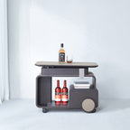 Elegant Rolling Faux Saddle Leather Acrylic Side Table - Creative Multi-Functional Bar Cart With Adjustable Tabletop For Living Room Lumendat