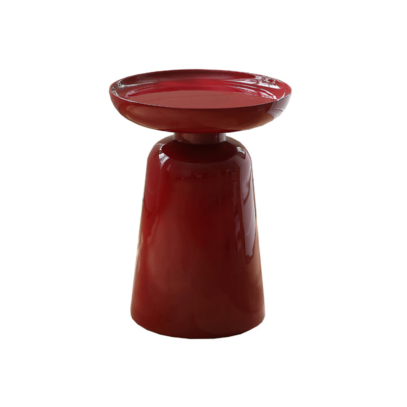 Sculptural Round Fiberglass End Table - Scandinavian Glossy Red Side Table For Living Room Lumendat
