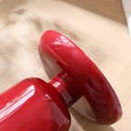 Sculptural Round Fiberglass End Table - Scandinavian Glossy Red Side Table For Living Room Lumendat