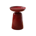 Sculptural Round Fiberglass End Table - Scandinavian Glossy Red Side Table For Living Room Lumendat