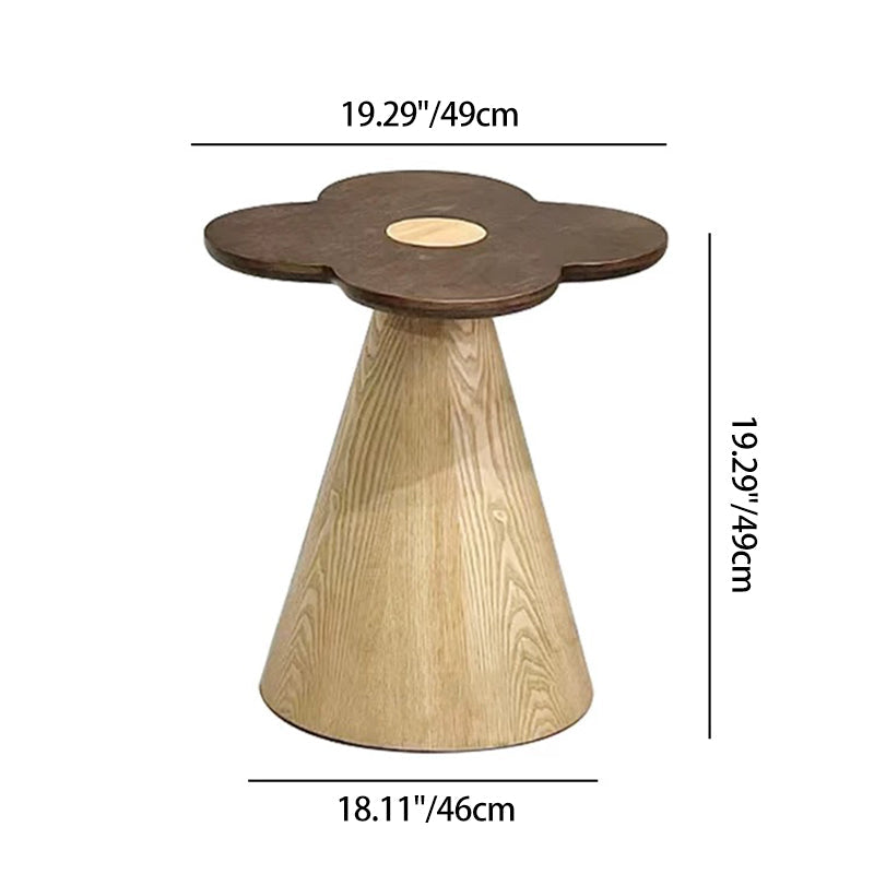 Geometric Cone Pedestal Solid Wood End Table - Art Deco Accent Table For Living Room Lumendat