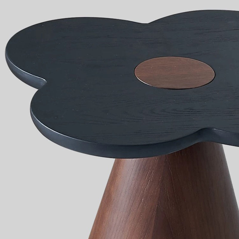 Geometric Cone Pedestal Solid Wood End Table - Art Deco Accent Table For Living Room Lumendat