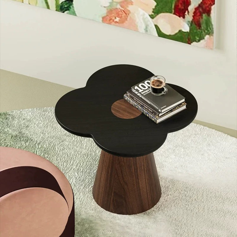 Geometric Cone Pedestal Solid Wood End Table - Art Deco Accent Table For Living Room Lumendat