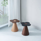 Geometric Cone Pedestal Solid Wood End Table - Art Deco Accent Table For Living Room Lumendat