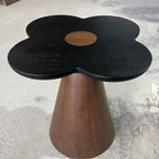 Geometric Cone Pedestal Solid Wood End Table - Art Deco Accent Table For Living Room Lumendat