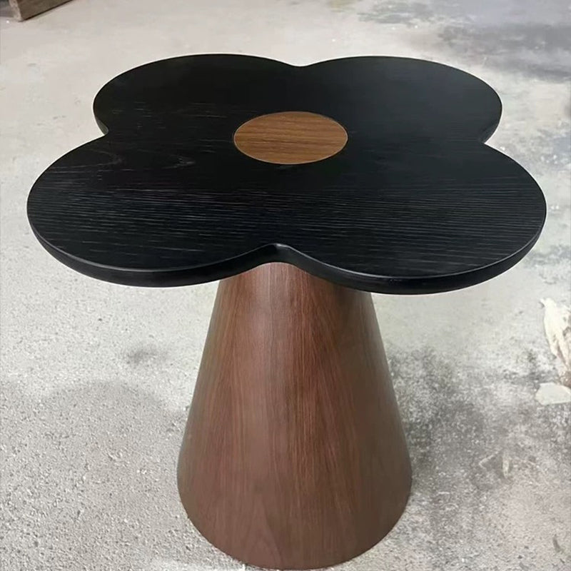 Geometric Cone Pedestal Solid Wood End Table - Art Deco Accent Table For Living Room Lumendat