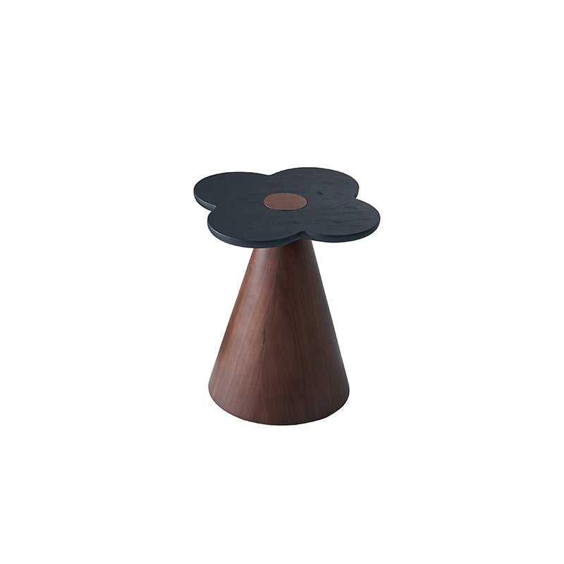 Geometric Cone Pedestal Solid Wood End Table - Art Deco Accent Table For Living Room Lumendat