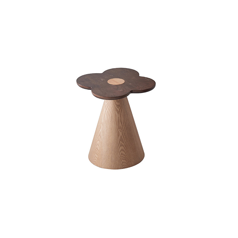 Geometric Cone Pedestal Solid Wood End Table - Art Deco Accent Table For Living Room Lumendat