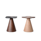 Geometric Cone Pedestal Solid Wood End Table - Art Deco Accent Table For Living Room Lumendat