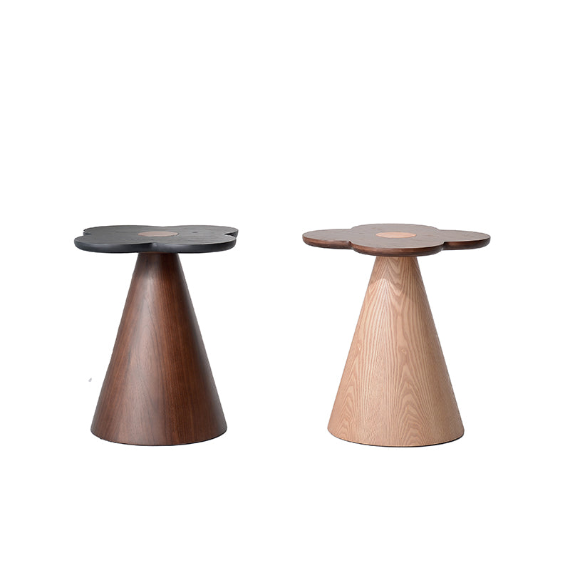 Geometric Cone Pedestal Solid Wood End Table - Art Deco Accent Table For Living Room Lumendat