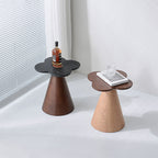 Geometric Cone Pedestal Solid Wood End Table - Art Deco Accent Table For Living Room Lumendat