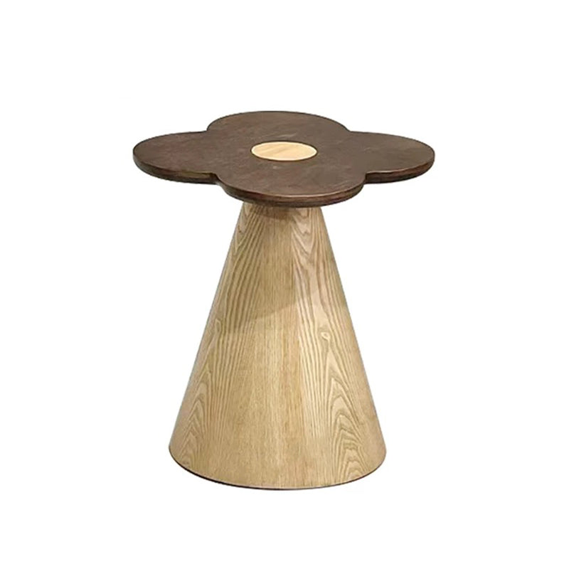 Geometric Cone Pedestal Solid Wood End Table - Art Deco Accent Table For Living Room Lumendat