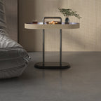 Elegant Oval Saddle Leather Marble End Table - Nordic Sofa Side Table For Living Room Lumendat