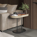 Elegant Oval Saddle Leather Marble End Table - Nordic Sofa Side Table For Living Room Lumendat