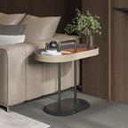 Elegant Oval Saddle Leather Marble End Table - Nordic Sofa Side Table For Living Room Lumendat