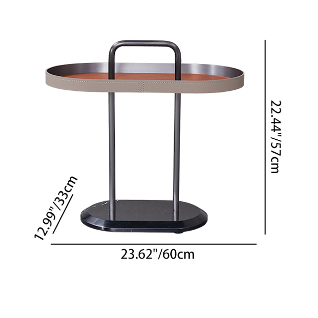 Elegant Oval Saddle Leather Marble End Table - Nordic Sofa Side Table For Living Room Lumendat