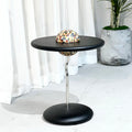 Round Curved MDF Stainless Steel End Table - Minimalist Small Accent Table For Living Room Lumendat