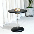Round Curved MDF Stainless Steel End Table - Minimalist Small Accent Table For Living Room Lumendat
