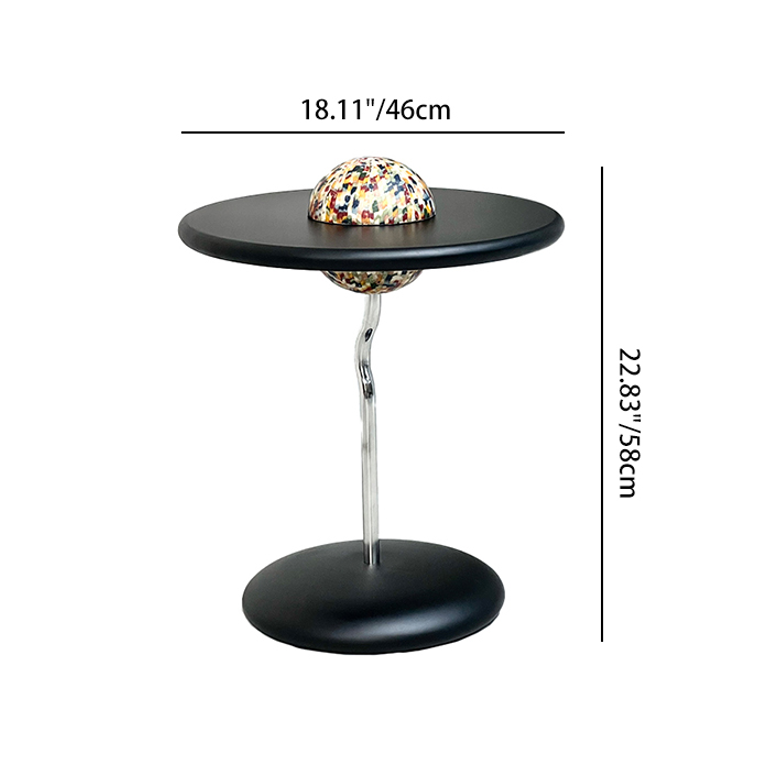 Round Curved MDF Stainless Steel End Table - Minimalist Small Accent Table For Living Room Lumendat