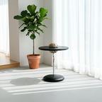 Round Curved MDF Stainless Steel End Table - Minimalist Small Accent Table For Living Room Lumendat