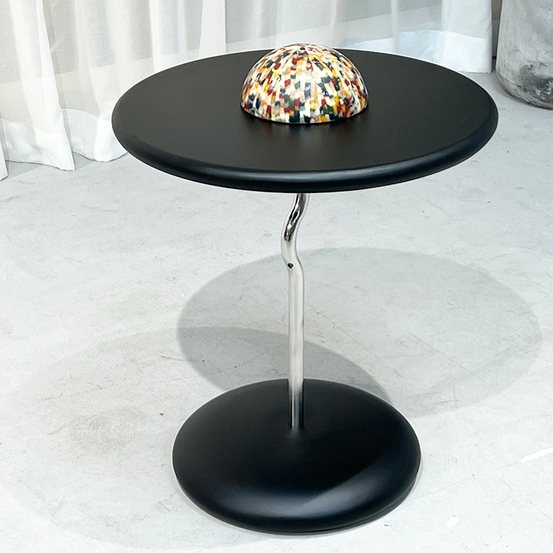 Round Curved MDF Stainless Steel End Table - Minimalist Small Accent Table For Living Room Lumendat