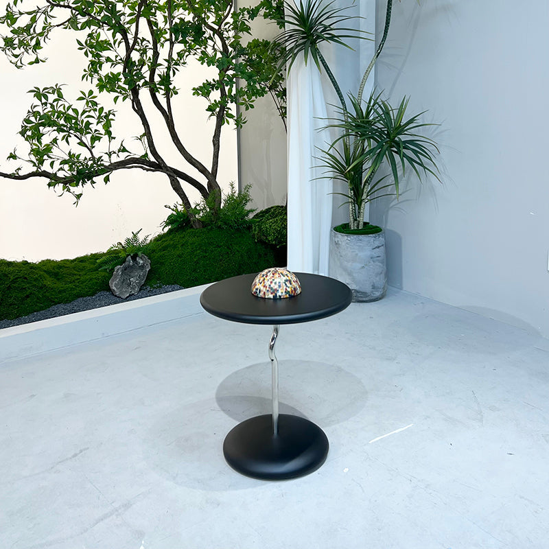 Round Curved MDF Stainless Steel End Table - Minimalist Small Accent Table For Living Room Lumendat