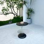 Round Curved MDF Stainless Steel End Table - Minimalist Small Accent Table For Living Room Lumendat